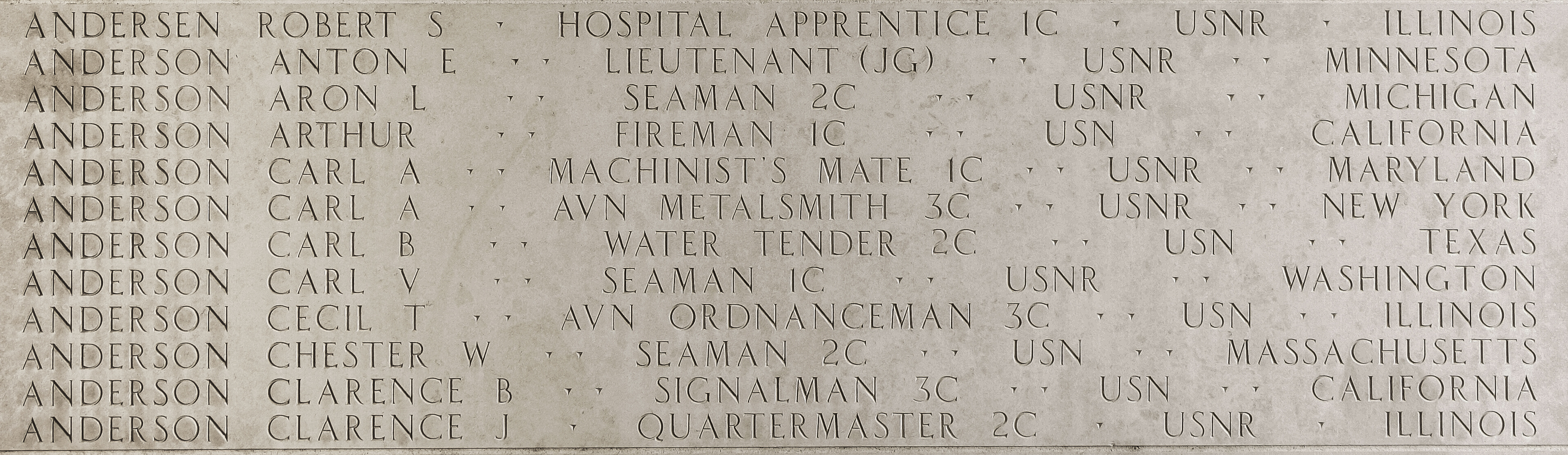 Robert S. Andersen, Hospital Apprentice First Class